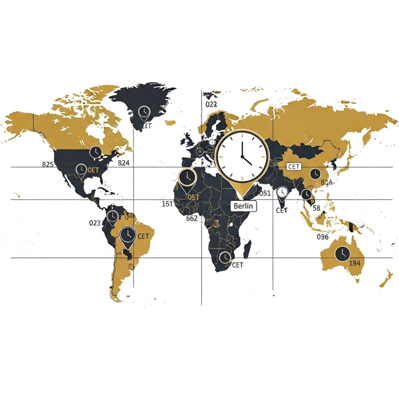 Weltkarte mit Zeitzonen für internationale Voiceover-Projekte Weltkarte mit Zeitzonen für internationale Voiceover-Projekte