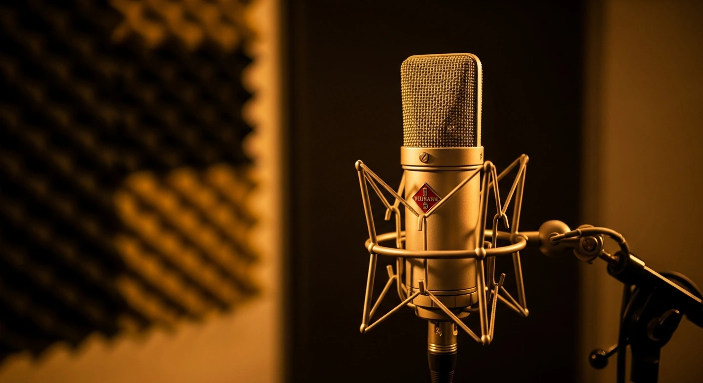 Professional German voice over studio with Neumann microphone in Berlin Professional German voice over studio with Neumann microphone in Berlin