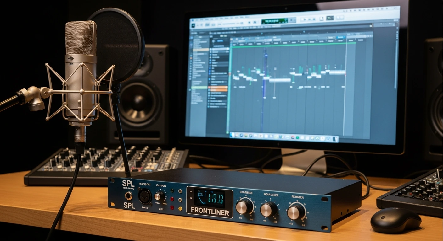 Professional voice over studio signal chain with SPL Frontliner