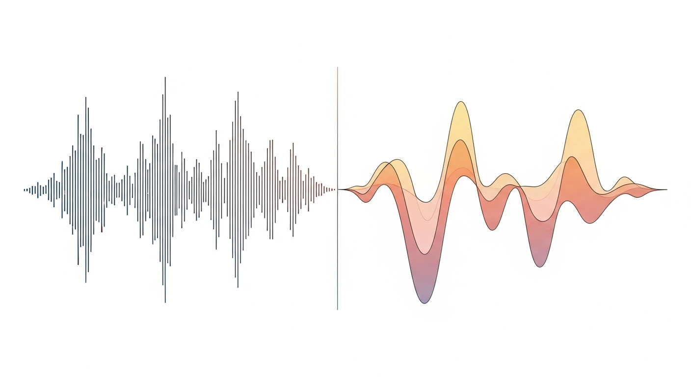 AI voice waveform with glitch effects vs organic human voice waveform AI voice waveform with glitch effects vs organic human voice waveform